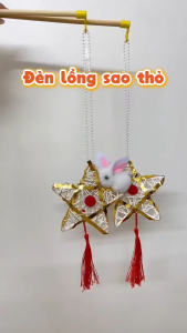 Đèn Lồng Ngôi Sao Thỏ Bông LED Ánh Vàng – Mây Tre Đan Cho Bé Rước Đèn Và Treo Trang Trí Trung Thu