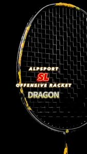 Alpsport Dragon SL 4U 26LBS Offensive Badminton Racket Single With Bag Relief Sculpture Technique Gold Black Raket Strung 100% Original Design Full Carbon Fiber Rocket For Student Beginners Amateurs