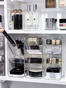 Bathroom Mirror Cabinet Organizer Transparent Multi-level Divider Staircase Makeup Brush Tube Lipstick Storage Rack Modern Minimalist Desktop Storage Box