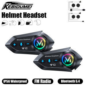 KEBIDUMEI Y12 Helmets Headset Bluetooth 5.4 Earphone Waterproof Music Player Handsfree Headphone FM Radio Motorcycle Accessories