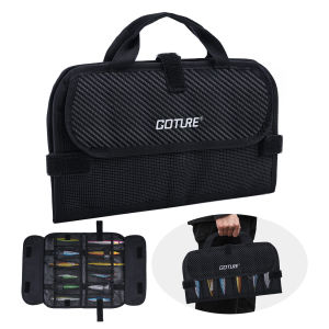 Goture Fishing Jig Lure Bag Mesh Pockets Water-Resistant 600D PU Fishinig Lure Bag Saltwater FreshwaterDetachable Compartment