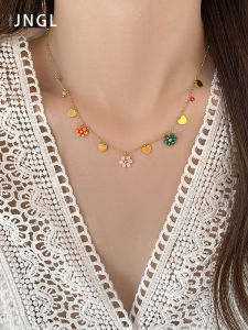 Colorful Heart Flower Dopaamine Necklace Womens Style 2025 New High-End Luxury Small-Batch Suitable for Autumn And Winter