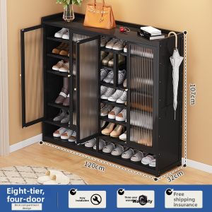TIJU | Dustproof Multi-level Black Shoe Rack