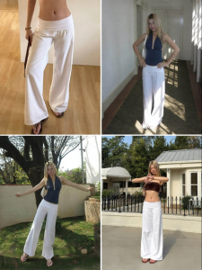 audwyn | White Cotton Linen Low Rise Loose Straight Trousers