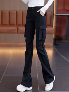 Slimming Effect Leg Lengthening Micro Flared Work Trousers Womens New 2025 Black Quick Dry Slim Fit Paratrooper Pants