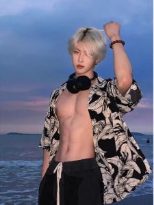 American-Style Black Florals Full Printed Short-Sleeved Shirt Mens Summer Fashion Brand Vintage High Street Shirt Coat