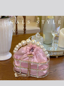 กระเป๋าสะพายข้างโลหะ UGALS กระเป๋าถือผ้าไหมพร้อมช่องใส่โทรศัพท์มือถือ กระเป๋าถือแบบมีสายสะพายข้างสำหรับงานเลี้ยง