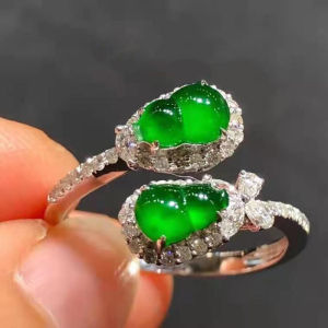 Vòng Đá Jade Myanmar Hình Dưa Hấu Mạ Bạc Xanh Băng