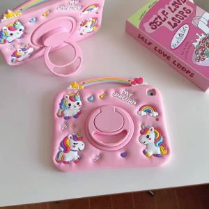 Mesuca | Cute 3D Cartoon Unicorn Silicone Tablet Protective Case For IPad A16 Air 1 2 3 4 5 6 10.9 Pro 11 9 8 7th 11 inch Child Case
