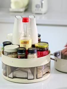 Rotating Seasoning Storage Rack Table Top Integrated Multi-Grid Seasoning Multi-Functional Oil Salt Sauce and Vinegar Storage