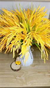 Combo 6 cành lúa trĩu bông tặng bình nhựa VI177 (hoa nhựa cành cao 37cm) hoa giả trang trí