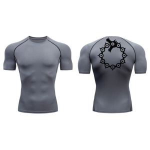Graphic Short Sleeve Compression Shirt for Men Summer Sporty Athletic Quick Dry T-shirts Gym Workout Running Training Tees Tops