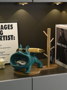 Resin Dog Statue Bulldog Statue Storage Tray Animal Decoration Resin Craft Art Sculpture Statue Dog Sculpture Home Decoration