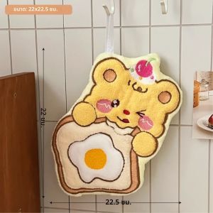 หมีน้อยน่ารักผ้าเช็ดมือห้องครัวและห้องน้ําเช็ดผ้าสองชั้นหนาในครัวเรือนดูดซับผ้าขนหนูแห้งเร็ว