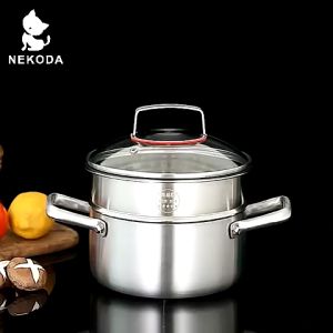 Nekoda CF22 Panci Sup 26cm Stainless Soup Pot Tutup Kaca