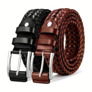Mens Belt Casual Sports Hollow Woven Waistband Jeans Waistband Gift for Dad or Boyfriend