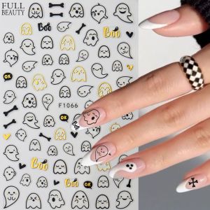 New Arrival Halloween Nail Sticker Sweet Cool Cute Ghost Wansheng Black Kitten Pumpkin Spider Web Nail Decals
