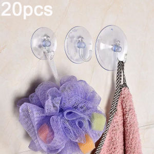 20pcs Clear Suction Cups Hook Vacuum Suction Cup Holder Plastic Suction Cups with Hook for Bathroom Kitchen Offices Glass Window