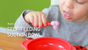 Marcus & Marcus Suction Bowl With Lid (450ML) Self Feeding Easy Scoop Edge