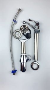 ชุดอ่างล้างหน้า ครบชุด ก๊อกอ่างล้างหน้า สะดืออ่างสแตนเลส ท่อน้ําทิ้งซิงค์ชุบโครเมี่ยม แถมเทปพันเกลียว #02 สายน้ําดี18horst