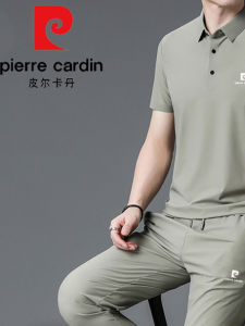 Pierre Cardin Summer Luxury Mens Silk Ice Fabric Short Sleeve Set Casual Loose T-Shirt Men Fashionable Sportswear Ensemble