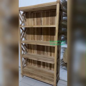 RAK BUKU KAYU MINIMALIS JATI LEMARI BUKU MINIMALIS KAYU LEMARI BONEKA TERLARIS