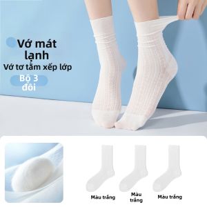 NEARKINS | Vớ Mỏng Mid-calf Lưới Kẻ Hơi Thoáng Mát