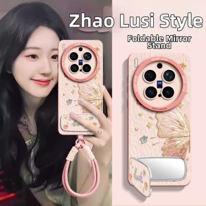 All-round Oil Painting Silicone Phone Case With Mirror Stand And Lanyard
