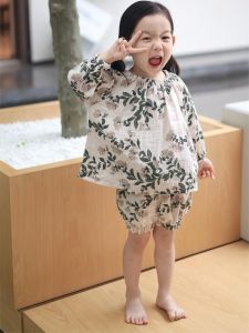 Pure Cotton UV Protection Clothing for Girls Baby Cover up Childrens Shorts Summer Casual Style A-Class Safety Summer Set