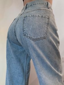 กางเกงยีนส์ทรงหลวมขาตรงสไตล์อเมริกันสำหรับผู้หญิง ดีไซน์ดั้งเดิม กางเกงขายาวทรงหลวมสำหรับผู้ชาย ทรงหลวม กางเกงยีนส์ทรงหลวมสำหรับผู้หญิง