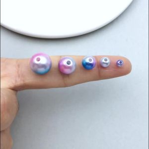 100 Hạt Cườm Giả Ngọc Trai Tròn ABS Phối Màu 4-12mm Có Lỗ Dùng Làm Vòng Tay Vòng Cổ Trang Sức Tự Làm Hạt Cách Điệu Rời