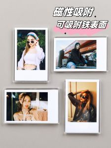 ชั้นวางอัพเดทรูปภาพพร้อมกรอบแม่เหล็กขอบขาว Mini Film Card Brick สำหรับติดหน้าต่างและตู้เย็น อุปกรณ์จัดระเบียบอุปกรณ์ธุรกิจ