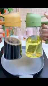 Spray Glass Oil Bottle Dispenser Automatic Opening Bottles Oil Vinegar Oil Container 倒油瓶 油罐 喷油 12-