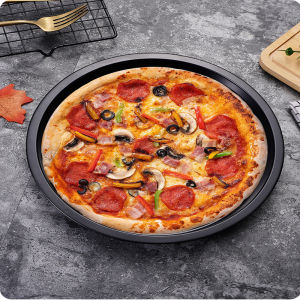 6 8 9 10 นิ้วจานพิซซ่าเหล็กคาร์บอนทรงกลมไม่ติดถาดอบขนมแม่พิมพ์เค้กในครัวเรือน