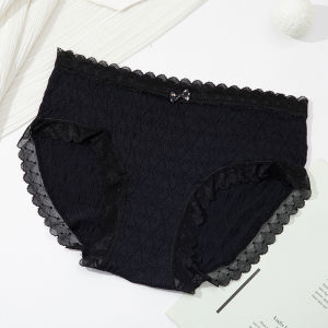 Plus Size Underwear Womens Fat mm 100.00Kg Pure Cotton Mid-Waist All Cotton Lace plus Size Cute Thin Seamless Briefs