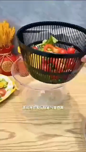 Salad Spinner Vegetable Washer Large Capacity Lettuce Greens Washer Dryer Drainer Crisper Strainer Easy One-Hand Pump Operation For Washing Drying Leafy Vegetables Kitchen Tool