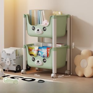Mobile Multi-layer Childrens Toy Storage Rack Snack Bookshelf Small Cart Simple Modern Design Plastic Home Organization Shelf