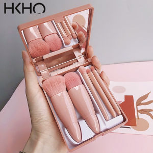 HKHO Bộ Cọ Mini Bộ Cọ Trang Điểm Với Hộp Gương Lip Cọ Đánh Phấn Mắt Mỹ Phẩm Chuyên Nghiệp 5 Cây Du Lịch Nhỏ Gọn