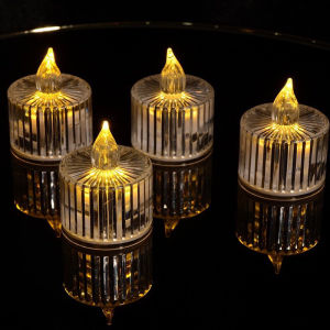 5PC LED Flameless Battery Operated Candle for Home Decor Realistic Diamond Projection Tealight