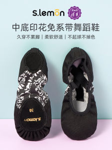 Womens Ballet Dance Shoes Soft Bottom Elastic Fabric Black Practice Shoes Adult Ethnic Dance Shape Shoes Teacher Cat Claw Ballet Shoes