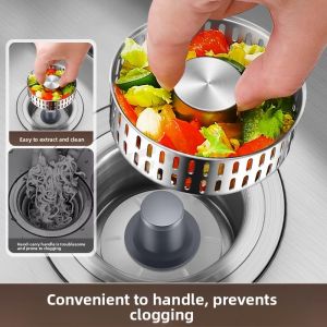 YEMO | Stainless Steel Kitchen Sink Drain Filter with Bounce Core Universal Fittings