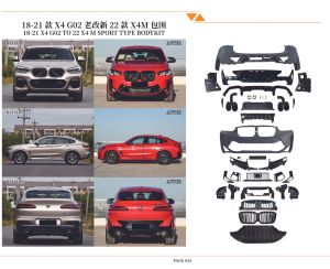 BMW G02 X4 2018 - 2021 to 2022 LCI X4M competition bodykit front rear bumper head lamp skirt lip diffuser grille grill