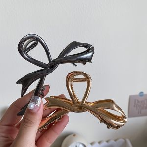 Kẹp Tóc Kim Loại Hình Nơ Vintage Dành Cho Nữ Thời Trang Hợp Kim Kiểu Cá Mập Kẹp Tóc Càng Cua Kẹp Tóc Đuôi Ngựa Họa Tiết Hình Học