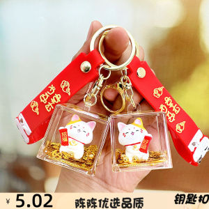 Acrylic Desktop Ornaments Golden Flowing Sand Cat Creative Keychain Bag Pendant Mini Gifts for Home Decoration