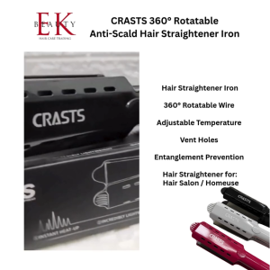 CRASTS 360° Rotatable Anti-Scald Hair Straightener Iron with Temperature Control and Entanglement Prevention 100-240V