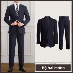 Bộ Vest Cưới & Đi Làm Dáng Slim Fit Vải Len Pha Trộn Ve Áo Peak Lapel