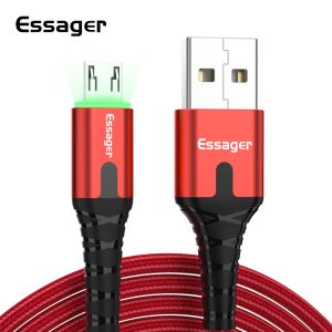 Essager สายไมโคร USB LED ชาร์จเร็วสายสายรับส่งข้อมูล3A ที่ชาร์จไมโครยูเอสบีสายโทรศัพท์มือถือ