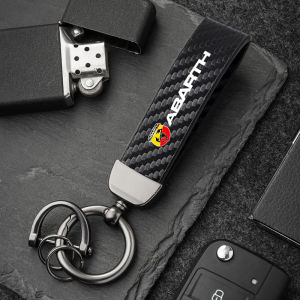 Car Carbon Fiber Style Keychain Microfiber Leather Key Chain For FIAT Abarth 500 Pulse Panda Tipo Strada 600 500L Mobi Doblo