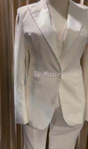 ชุดสูทผู้หญิง แบบ3ชิ้น กางเกงทรงขากระบอก สูททำงาน สูทออกงาน สูทสีขาว สินค้าพร้อมส่ง