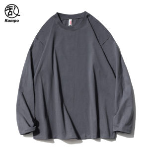 เสื้อยืดคอกลมแขนยาวทรงหลวมสไตล์วัยรุ่นสำหรับฤดูใบไม้ร่วง ผ้าโพลีเอสเตอร์ผสมคอตตอน ระบายอากาศได้ดี ทรงหลวม ทรงหลวม ทรงหลวม